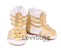 Gold Iridescent Gladiator Sandals for American Girl 18 inch or Bitty Baby Born Doll Shoes
