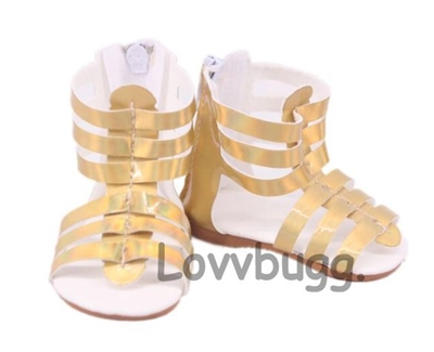 Gold Gladiator Sandals for American Girl 18 inch or Bitty Baby Born Doll Shoes