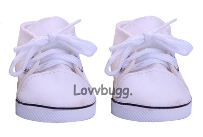 White Sneakers for American Girl or Boy 18 inch or Bitty Baby Born Doll Shoes