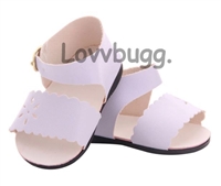 White Flower Sandals for American Girl 18 inch or Bitty Baby Born Doll Shoes