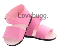 Pink Flower Sandals for American Girl 18 inch or Bitty Baby Born Doll Shoes