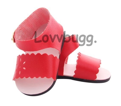 Red Flower Sandals for American Girl 18 inch or Bitty Baby Born Doll Shoes