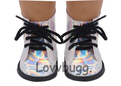 Iridescent Boots for American Girl or Boy 18 inch or Bitty Baby Born Doll Shoes