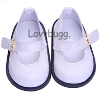 White Mary Jane for American Girl 18 inch or Bitty Baby Born Doll Shoes