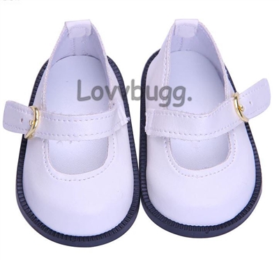 White Mary Jane for American Girl 18 inch or Bitty Baby Born Doll Shoes