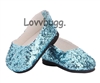 Light Blue Large-Glitter Slip-Ons for American Girl 18 inch Doll Shoes Frozen Costume
