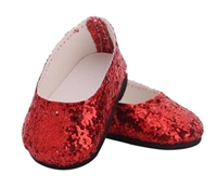 Truly Red Large-Glitter Slip-Ons Ruby Slippers for American Girl 18 inch Doll Shoes Dorothy Costume Accessory