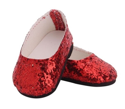 Red Lg-Glitter Slip-Ons Ruby Slippers for American Girl 18 inch Dorothy Costume Doll Shoes