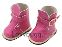 Hot Pink Combo Cowboy Boots Western Style Modern Buckle Lace-Up for American Girl 18 inch or Bitty Baby Born Doll Shoes