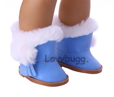 Blue Furry Boots