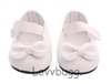 Easy Close White Bow Mary Janes for American Girl 18'' and Bitty Baby Born Doll Shoes