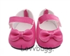 Easy Close Hot Pink Bow Mary Janes for American Girl 18'' and Bitty Baby Born Doll Shoes