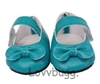 Easy Close Blue Bow Mary Janes for American Girl 18'' and Bitty Baby Born Doll Shoes