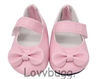 Easy Close Light Pink Bow Mary Janes for American Girl 18'' and Bitty Baby Born Doll Shoes