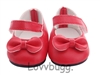 Easy Close Red Bow Mary Janes for American Girl 18'' and Bitty Baby Born Doll Shoes