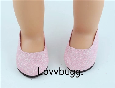 Economy Light Pink Micro Glitter Slip-Ons  for American Girl 18 inch Doll Shoes Accessory