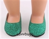 Economy Green Micro Glitter Slip-Ons  for American Girl 18 inch Doll Shoes Accessory
