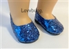 Royal Blue Large-Glitter Slip-Ons for 18 inch American Girl Doll Shoes