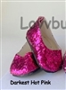 Darkest Hot Pink Large-Glitter Slip-Ons for 18 inch American Girl Doll Shoes