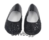 Black Large-Glitter Slip-Ons for 18 inch American Girl Doll Shoes