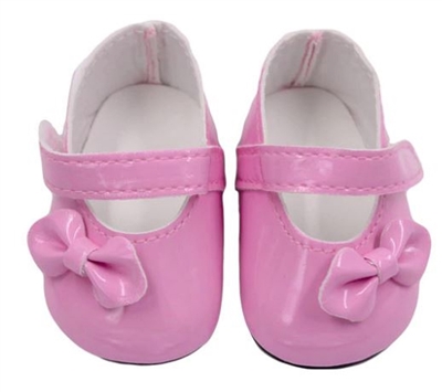Light Pink Side Bow Easy Close Mary Janes for American Girl 18'' and Bitty Baby Born Doll Shoes