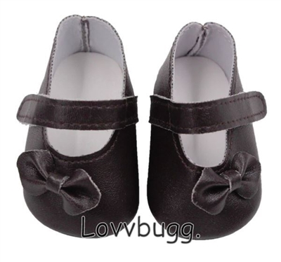 Black Side Bow Easy Close Mary Janes for American Girl 18 inch' and Bitty Baby Born Doll Shoes