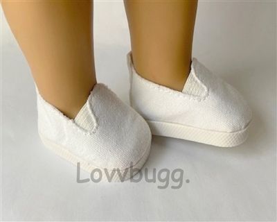 White Deck Sneakers for American Girl or Boy 18 inch Doll Shoes