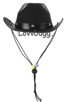 Black Felt Cowgirl Western Cowboy Hat with Black Band and Chin Strap for American Girl 18 inch or Bitty Baby Born Doll Accessory