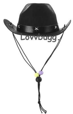 Black Felt Western Cowboy Hat with Black Band for 18 inch American Girl or Boy Doll Clothes Accessory