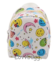 Happy Emojis on White Backpack for 18 inch American Girl and Bitty Baby Born Doll School Supplies Accessory