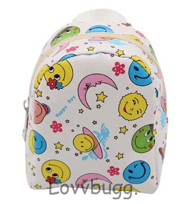 White Emojis Backpack for 18 inch American Girl and Baby Dolls like Bitty Baby and Baby Born