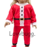 Santa Suit Pajamas for American Girl or Boy 18 inch or Bitty Baby Born Doll Clothes