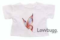 Butterfly White T Shirt for American Girl 18 inch or Bitty Baby Born Doll Clothes