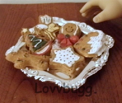 Christmas Cookies on Silver Tray for American Girl 18 inch Doll Food Accessory