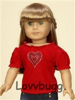 Red Hearts Peasant T Shirt Valentine for American Girl 18 inch Doll Clothes