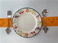 Pair of 3-inch Fruits Design Plates Handpainted for 18 inch American Girl Doll Food Dishes Accessory
