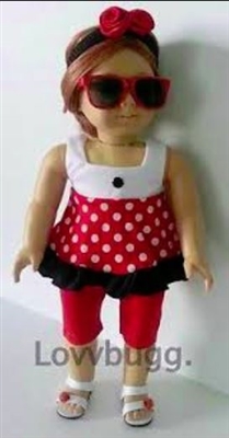 Red Dots Minnie Capris Complete Set for American Girl 18 inch or Bitty Baby Born Doll Clothes