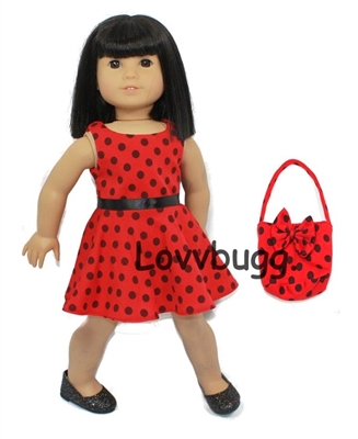 Red Dots Flippy Dress Set for American Girl 18 inch Doll Clothes