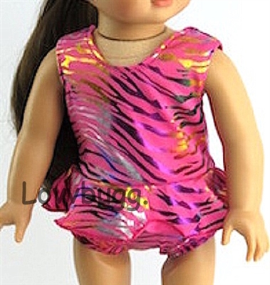 Hot Pink Metallic Zebra Swimsuit with Skirt