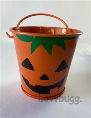 Metal Jack O Lantern Pumpkin Pail Treat Bucket for American Girl 18 inch Doll Halloween Costume 
Accessory