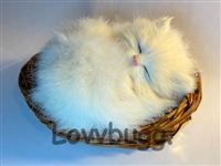 Sleeping White Cat in Basket Mini Perfect Pet for American Girl 18 inch Doll Accessory
