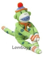 Sock Monkey Green 10 inch Perfect for American Girl 18 inch Doll Accessory