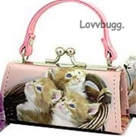 Three Kittens in a Basket Kiss-Lock Purse for American Girl 18 inch Doll Clothes Accessory--Free Phone!