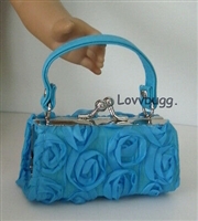 Mini Blue 3D Roses  Purse