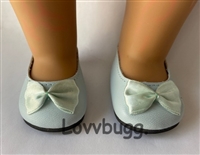 Light Blue Bow Flats for American Girl 18 inch or Bitty Baby Born Doll Shoes Accessory