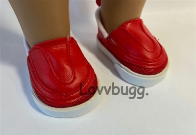 Red Slip On Sneakers for American Girl or Boy 18 inch or Baby Doll Shoes