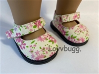 Pastel Flowers Mary Janes  for American Girl 18 inch or Baby Doll Shoes