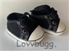 Black Sneakers with Black Laces for American Girl 18 inch or Baby Doll Shoes