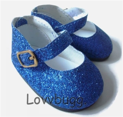 Royal Blue Sparkle Mary Janes Glitter Shoes for 18inch American Girl Doll Clothes