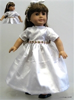 White Sparkle Party Dress with Headband  for American Girl 18 inch or Bitty Baby Born Doll Clothes